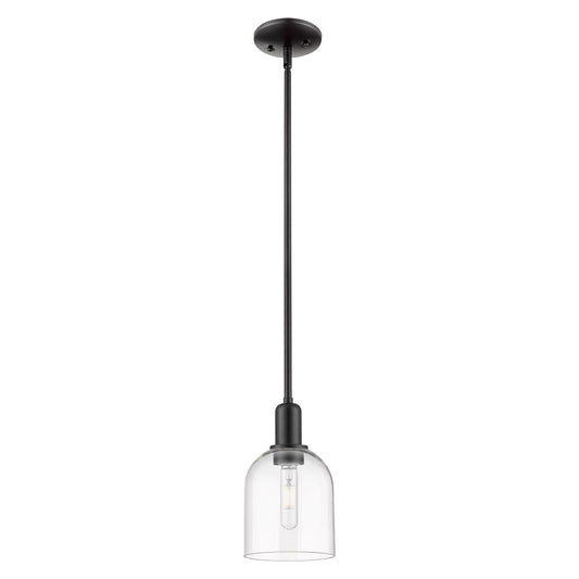 Innovations Bella 6in 1-Light Mini Pendant | Industrial Matte Black Steel and Clear Glass | Kitchen Island & Dining Room | 5.5 | Model 716-1S-BK-G558-6CL