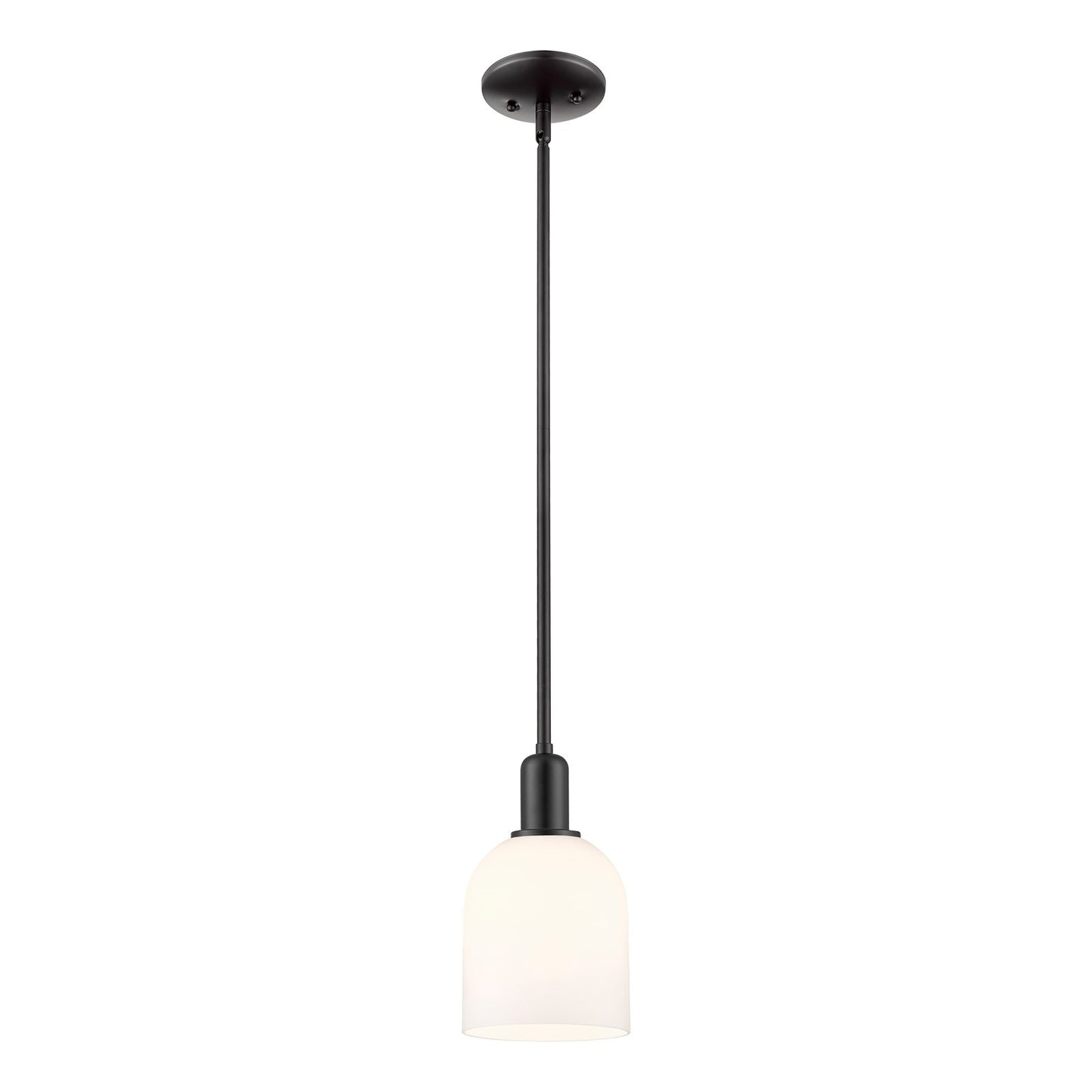 Innovations Bella 6in 1-Light Mini Pendant | Industrial Matte Black Steel and White Glass | Kitchen Island & Dining Room | Model 716-1S-BK-G558-6GWH