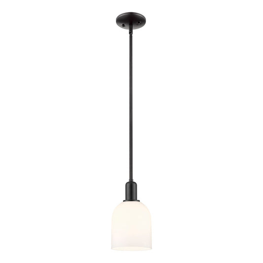 Innovations Bella 6in 1-Light Mini Pendant | Industrial Matte Black Steel and White Glass | Kitchen Island & Dining Room | Model 716-1S-BK-G558-6GWH