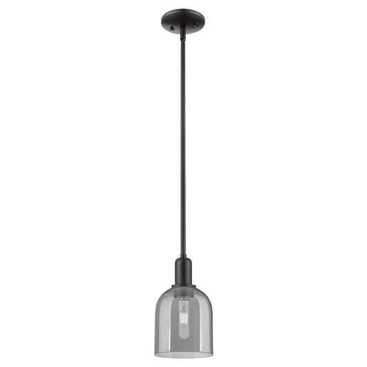 Innovations Bella 6in 1-Light Mini Pendant | Industrial Matte Black Steel and Light Smoke Glass | Kitchen Island & Dining Room | Model 716-1S-BK-G558-6SM