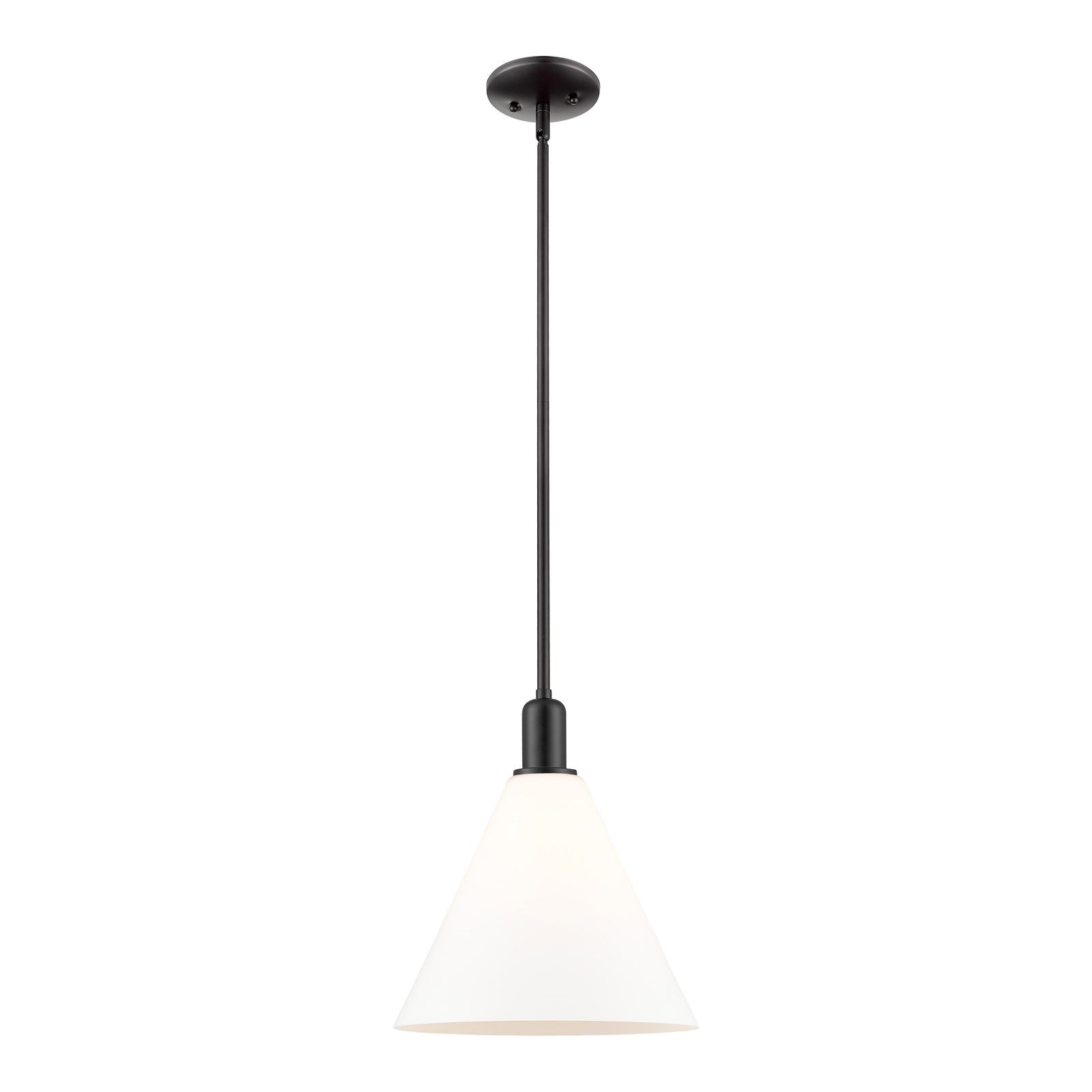 Innovations Berkshire Glass 12in 1-Light Mini Pendant | Industrial Matte Black Steel and Matte White Glass | Kitchen Island & | Model 716-1S-BK-GBC-121