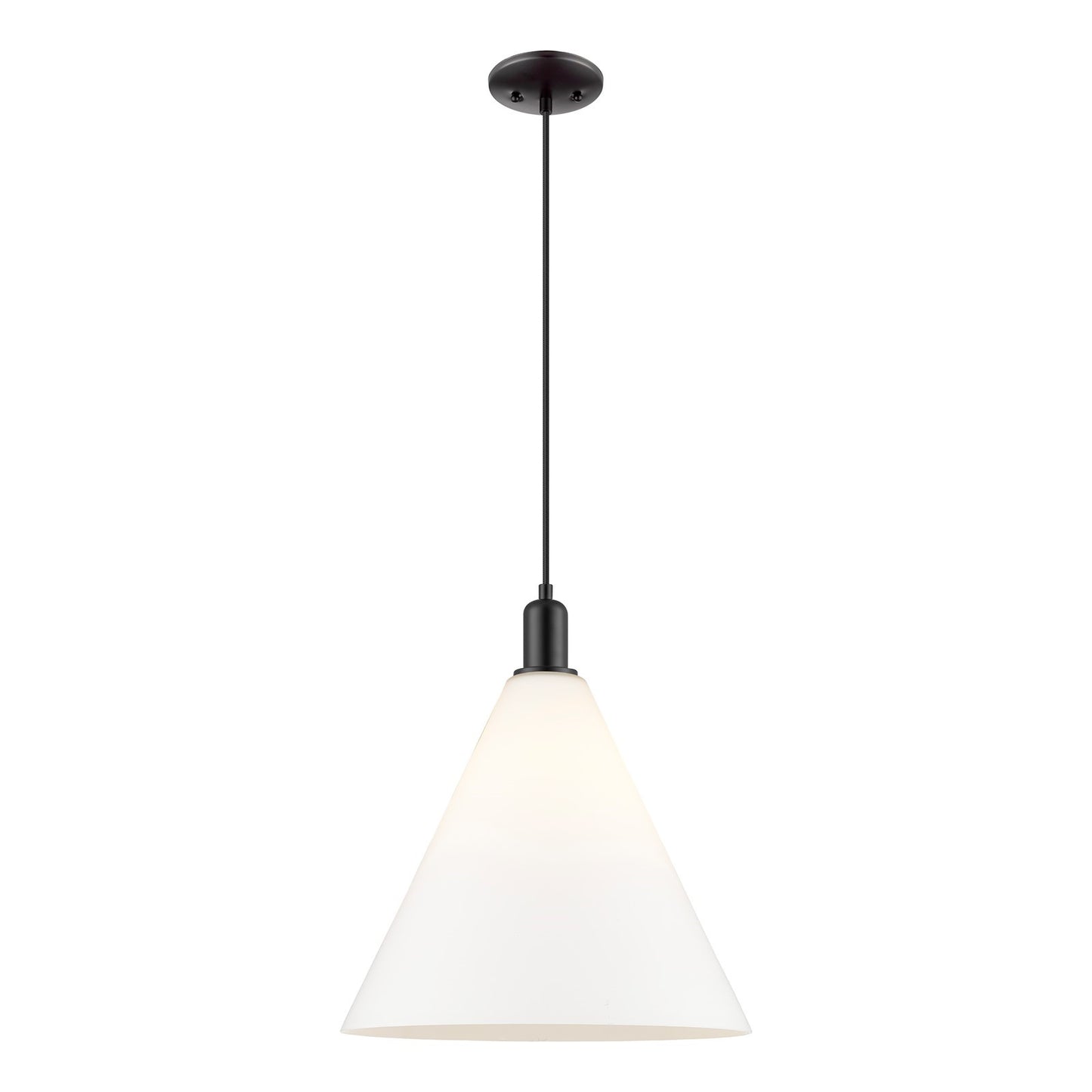 Innovations Berkshire Glass 16in 1-Light Mini Pendant | Industrial Matte Black Steel and Matte White Glass | Kitchen Island & | Model 716-1S-BK-GBC-161