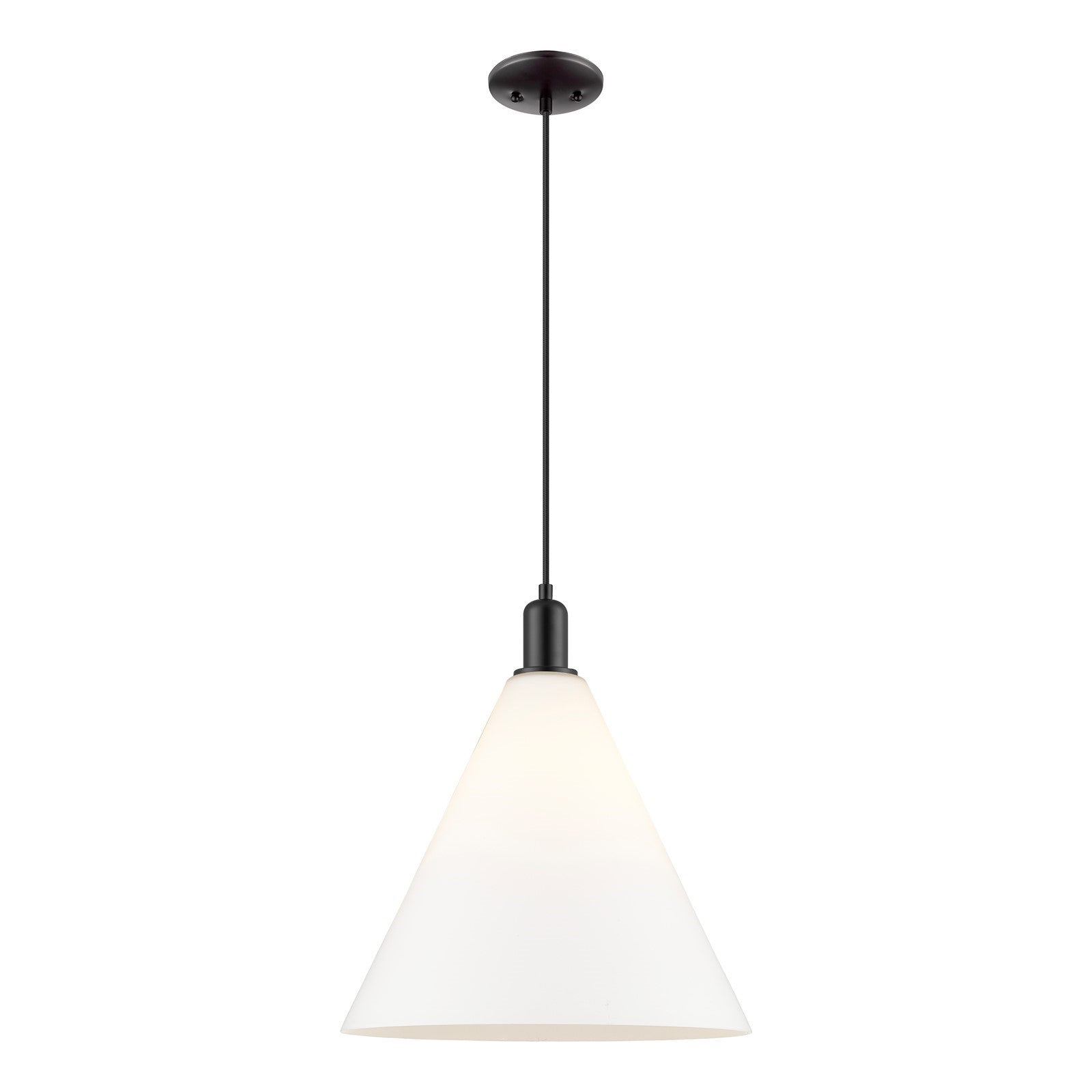 Innovations Berkshire Glass 16in 1-Light Mini Pendant | Industrial Matte Black Steel and Matte White Glass | Kitchen Island & | Model 716-1S-BK-GBC-161