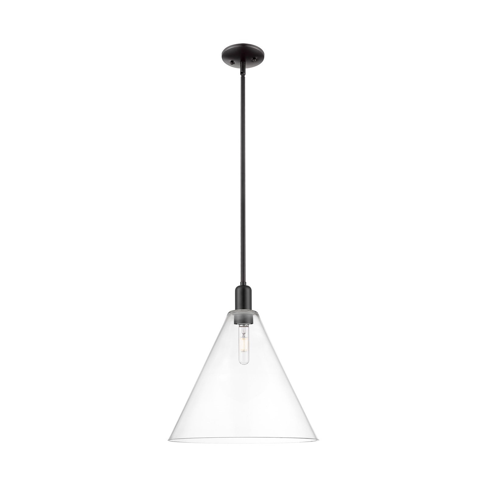 Innovations Berkshire Glass 16in 1-Light Mini Pendant | Industrial Matte Black Steel and Clear Glass | Kitchen Island & Dining | Model 716-1S-BK-GBC-162