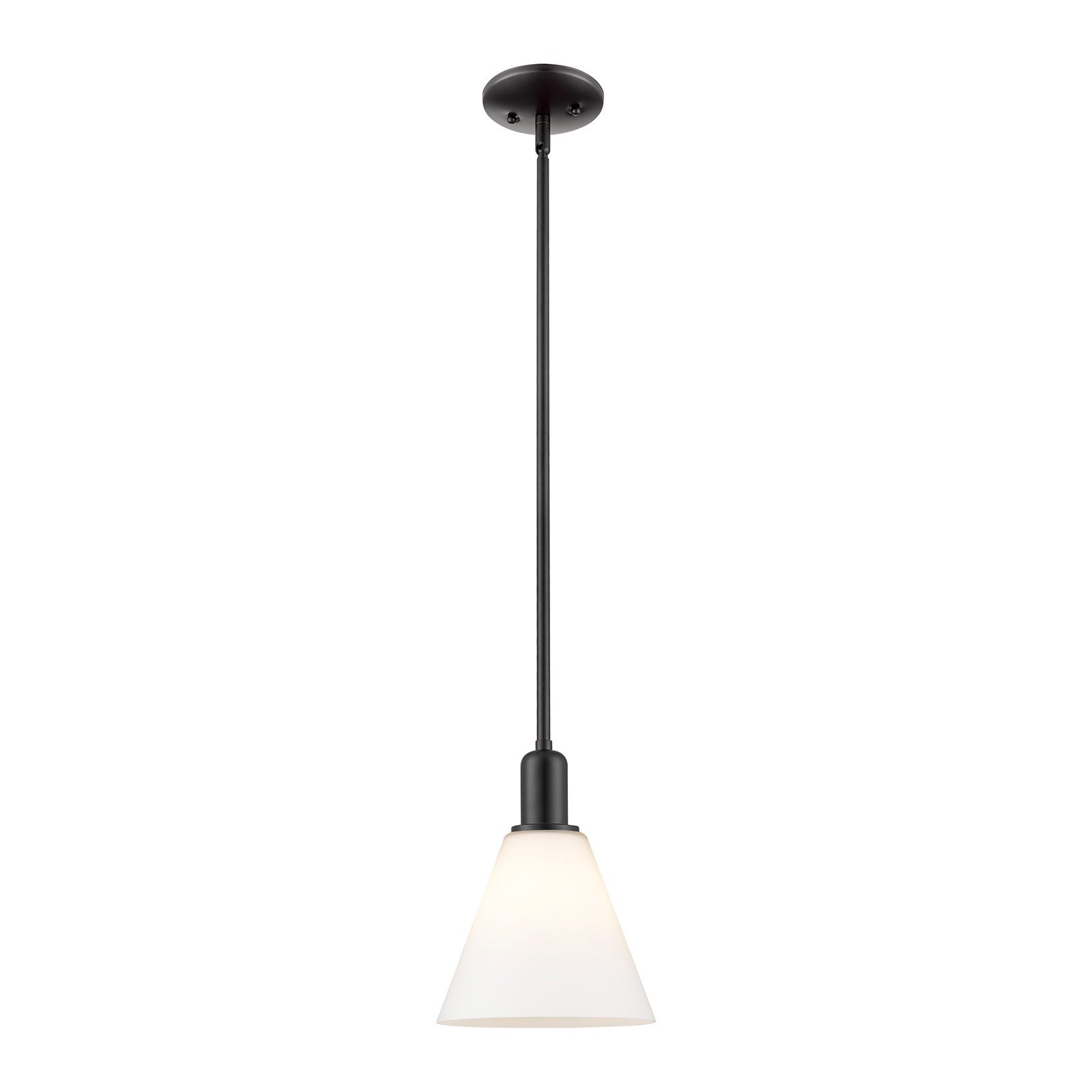 Innovations Berkshire Glass 8in 1-Light Mini Pendant | Industrial Matte Black Steel and Matte White Glass | Kitchen Island & | Model 716-1S-BK-GBC-81
