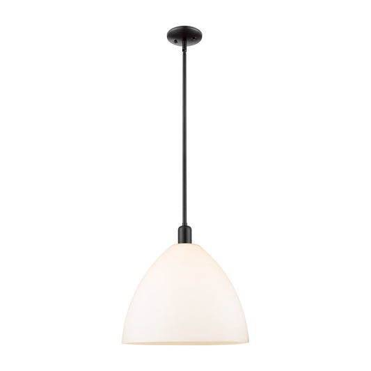 Innovations Bristol 16in 1-Light Mini Pendant | Industrial Matte Black Steel and Matte White Glass | Kitchen Island & Dining | Model 716-1S-BK-GBD-161