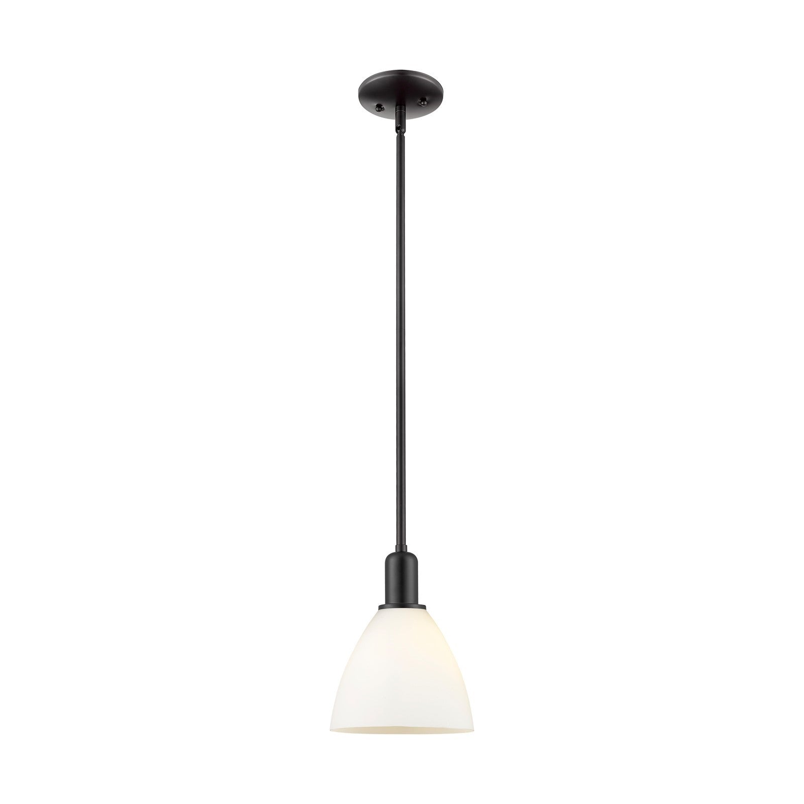 Innovations Bristol 8in 1-Light Mini Pendant | Industrial Matte Black Steel and Matte White Glass | Kitchen Island | 7.5 x 7.5 x | Model 716-1S-BK-GBD-751
