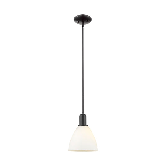 Innovations Bristol 8in 1-Light Mini Pendant | Industrial Matte Black Steel and Matte White Glass | Kitchen Island | 7.5 x 7.5 x | Model 716-1S-BK-GBD-751