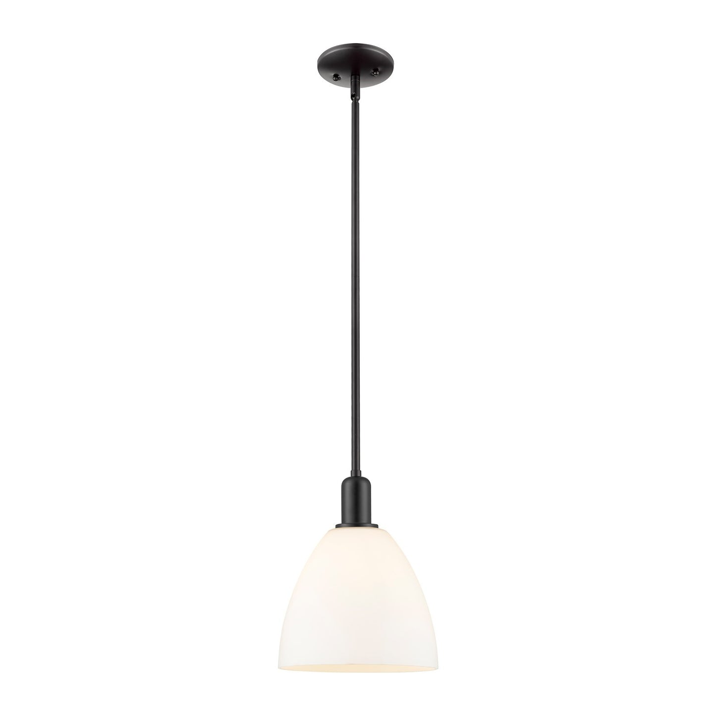 Innovations Bristol 9in 1-Light Mini Pendant | Industrial Matte Black Steel and Matte White Glass | Kitchen Island & Dining Room | Model 716-1S-BK-GBD-91