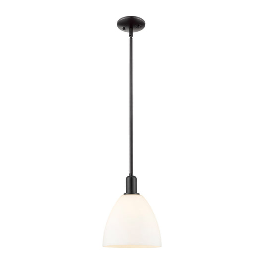 Innovations Bristol 9in 1-Light Mini Pendant | Industrial Matte Black Steel and Matte White Glass | Kitchen Island & Dining Room | Model 716-1S-BK-GBD-91