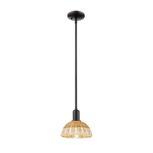 Innovations NB Dome 1Lt 8" Stem Mini Pendant/BK/NF - 716-1S-BK-NBD2-75-NAT