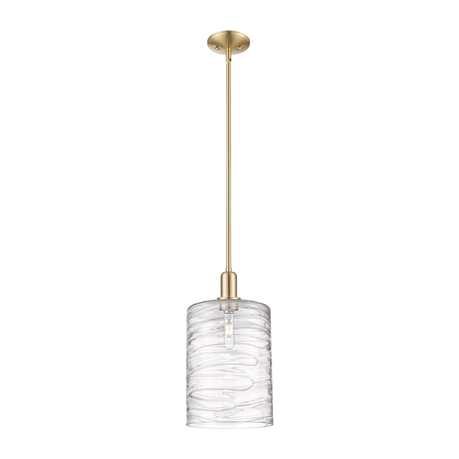 Innovations Cobbleskill 9in 1-Light Mini Pendant | Industrial Champagne Bronze Steel and Deco Swirl Glass | Kitchen Island & | Model 716-1S-CB-G1113-L