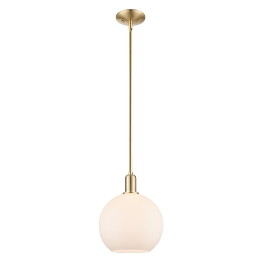 Innovations Athens 10in 1-Light Mini Pendant | Industrial Champagne Bronze Steel and Matte White Glass | Kitchen Island & Dining | Model 716-1S-CB-G121-10