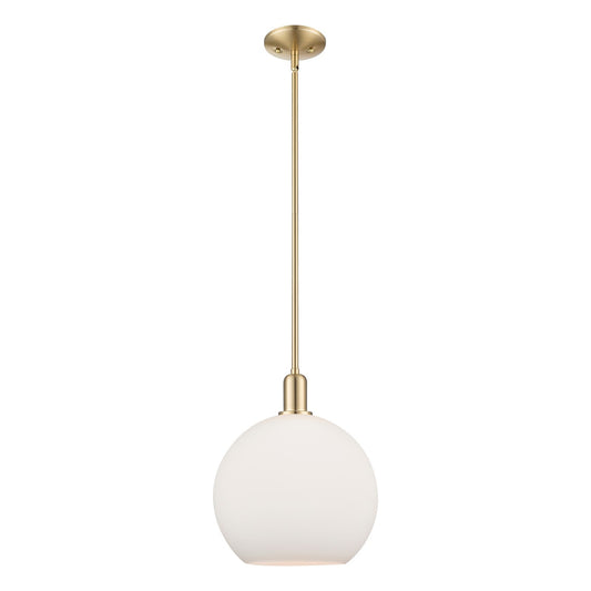 Innovations Athens 12in 1-Light Mini Pendant | Industrial Champagne Bronze Steel and Matte White Glass | Kitchen Island & Dining | Model 716-1S-CB-G121-12