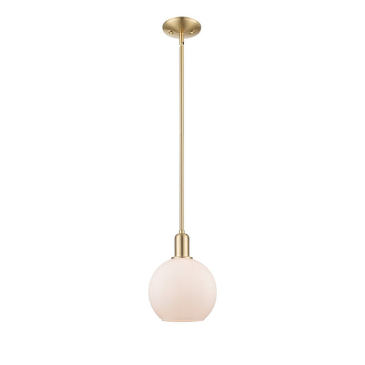 Innovations Athens 8in 1-Light Mini Pendant | Industrial Champagne Bronze Steel and Matte White Glass | Kitchen Island & Dining | Model 716-1S-CB-G121-8