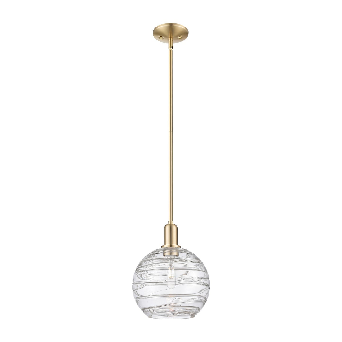 Innovations Athens Deco Swirl 10in 1-Light Mini Pendant | Industrial Champagne Bronze Steel and Clear Glass | Kitchen Island | Model 716-1S-CB-G1213-10CL