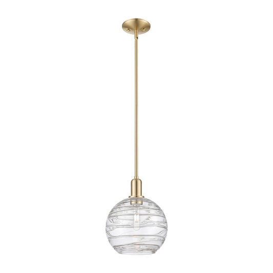 Innovations Athens Deco Swirl 10in 1-Light Mini Pendant | Industrial Champagne Bronze Steel and Clear Glass | Kitchen Island | Model 716-1S-CB-G1213-10CL