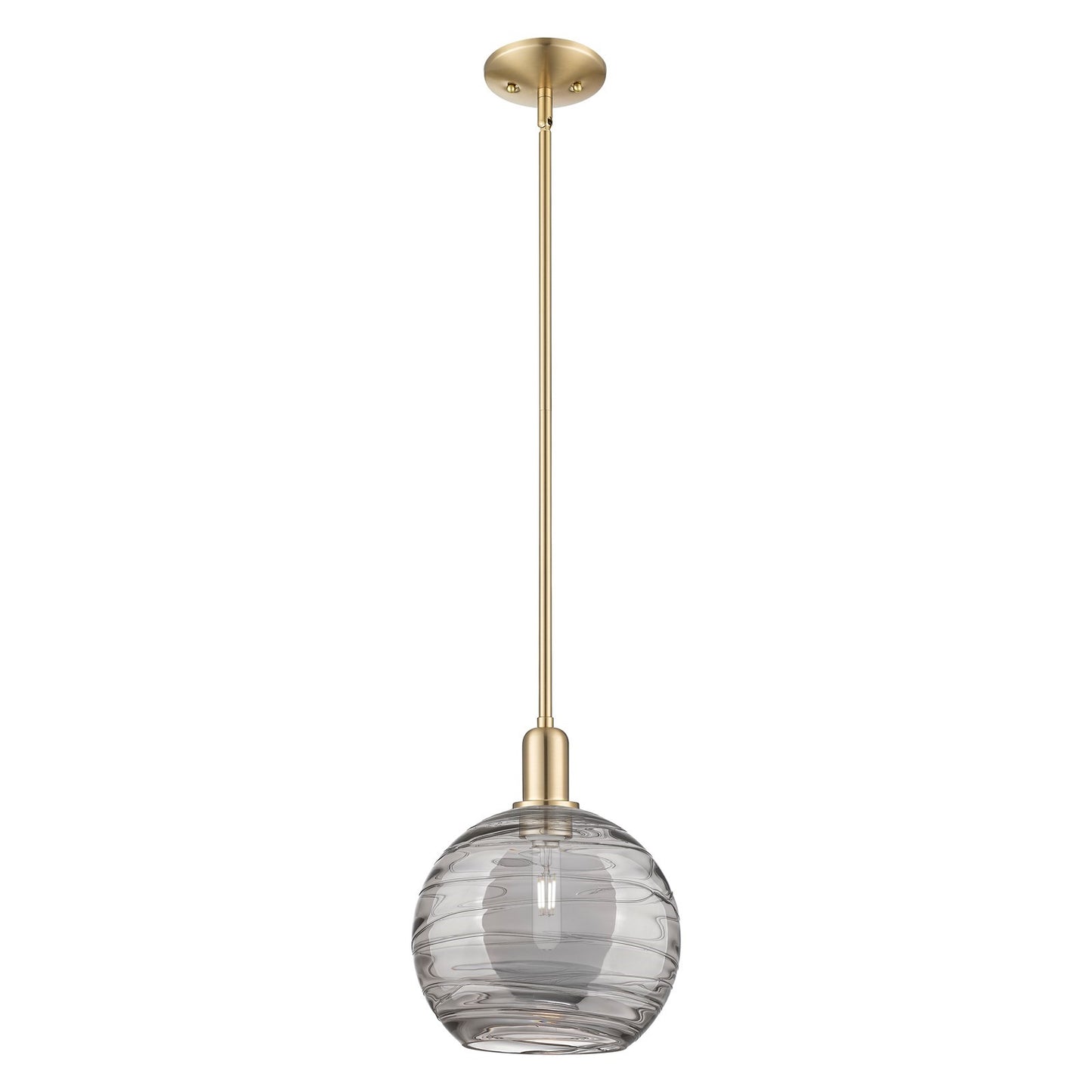 Innovations Lighting Athens Deco Swirl 10in 1-Light Mini Pendant | Industrial Champagne Bronze Steel and Light Smoke Glass | Model 716-1S-CB-G1213-10SM