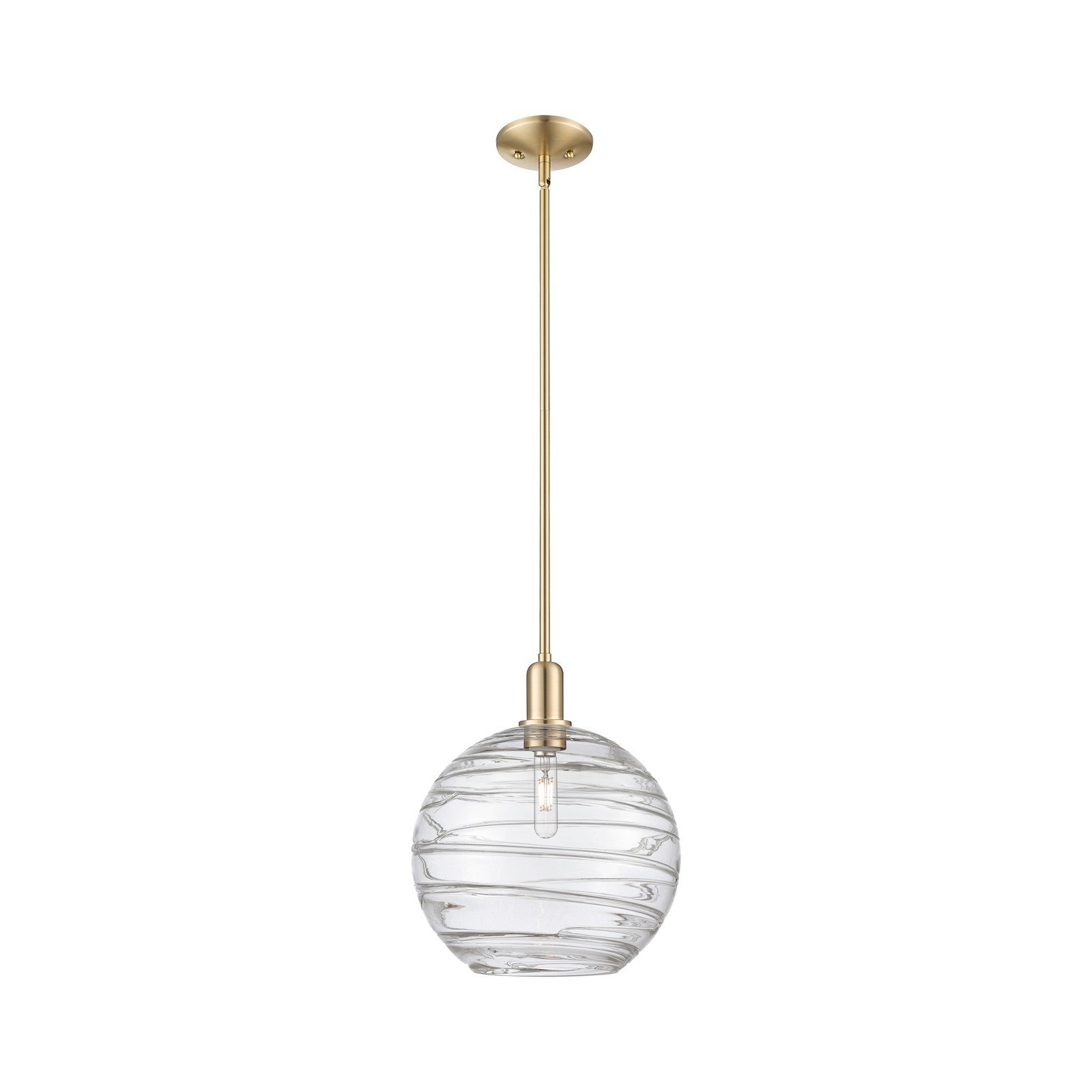 Innovations Athens Deco Swirl 12in 1-Light Mini Pendant | Industrial Champagne Bronze Steel and Clear Deco Swirl Glass | Model 716-1S-CB-G1213-12CL