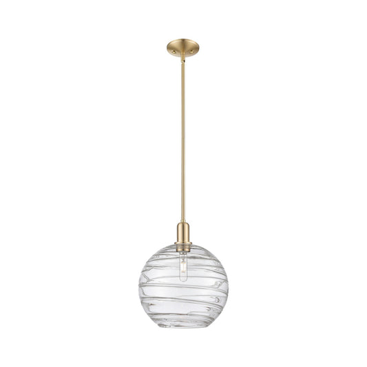 Innovations Athens Deco Swirl 12in 1-Light Mini Pendant | Industrial Champagne Bronze Steel and Clear Deco Swirl Glass | Model 716-1S-CB-G1213-12CL
