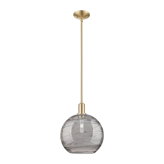 Innovations Athens Deco Swirl 12in 1-Light Mini Pendant | Industrial Champagne Bronze Steel and Light Smoke Glass | Kitchen | Model 716-1S-CB-G1213-12SM