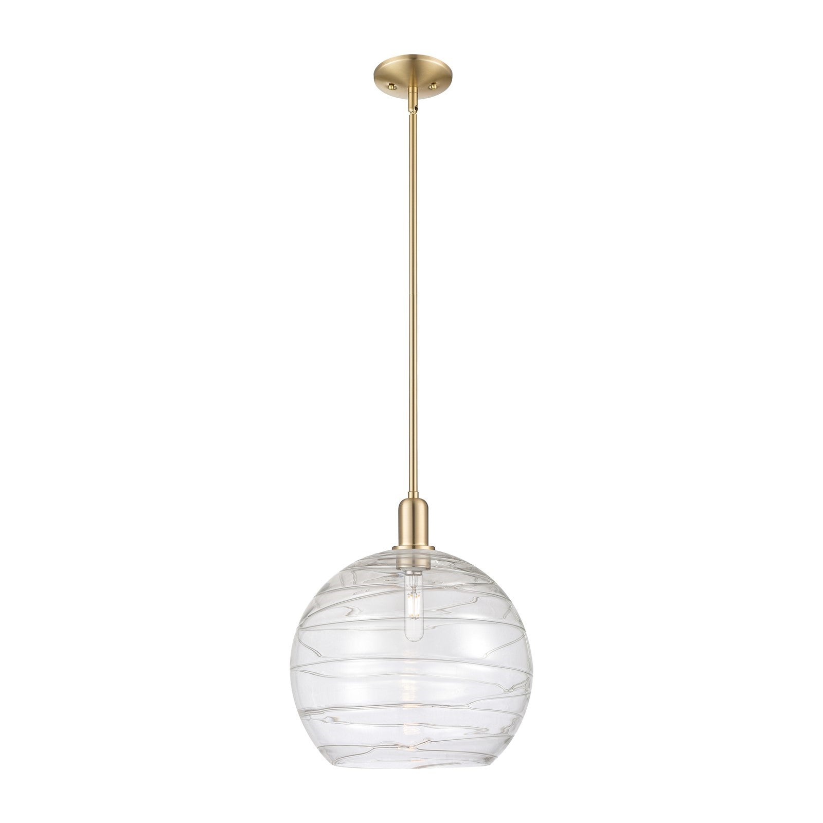 Innovations Athens Deco Swirl 14in 1-Light Mini Pendant | Industrial Champagne Bronze Steel and Clear Glass | Kitchen Island | Model 716-1S-CB-G1213-14CL