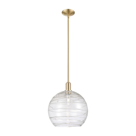 Innovations Athens Deco Swirl 14in 1-Light Mini Pendant | Industrial Champagne Bronze Steel and Clear Glass | Kitchen Island | Model 716-1S-CB-G1213-14CL