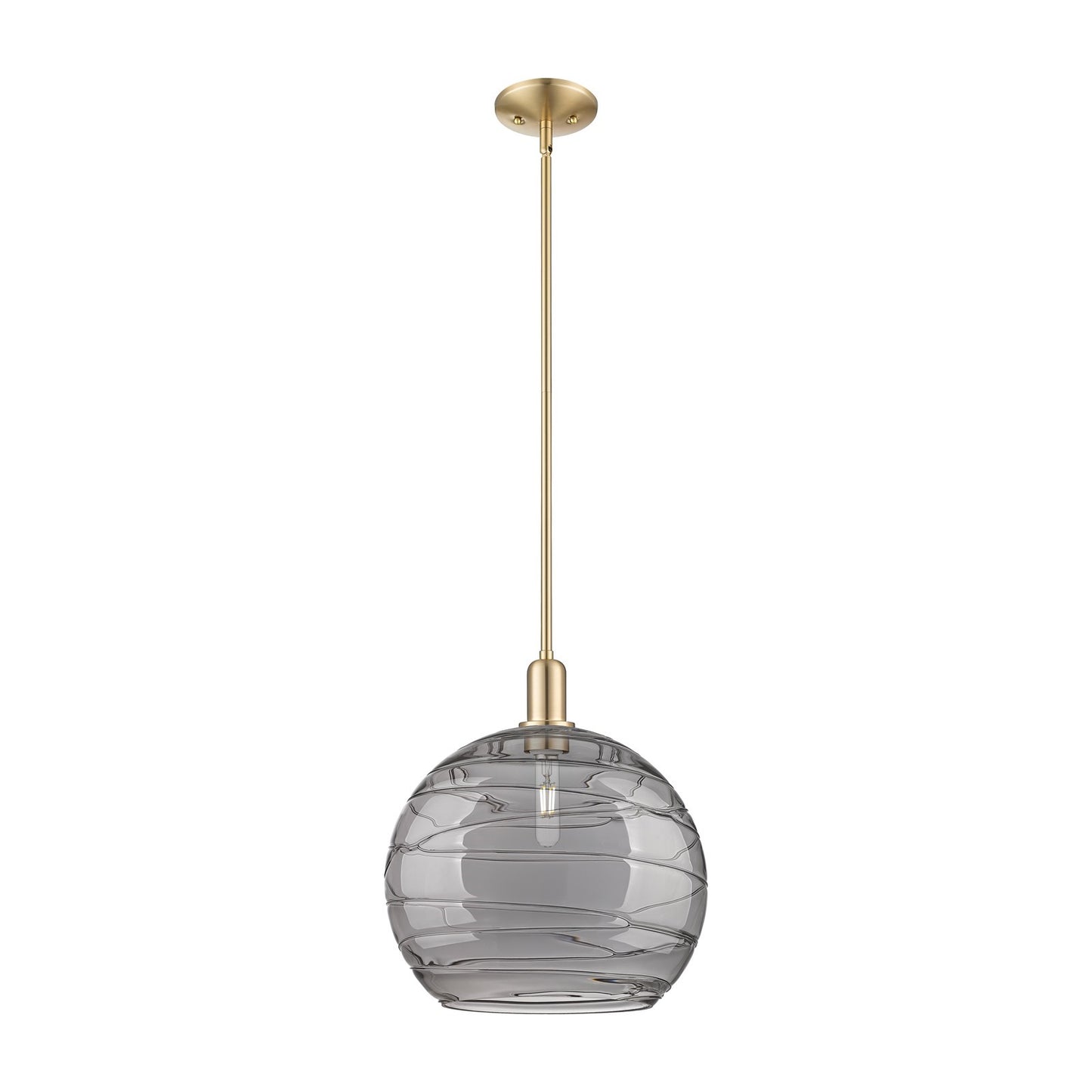 Innovations Athens Deco Swirl 14in 1-Light Mini Pendant | Industrial Champagne Bronze Steel and Light Smoke Glass | Kitchen | Model 716-1S-CB-G1213-14SM