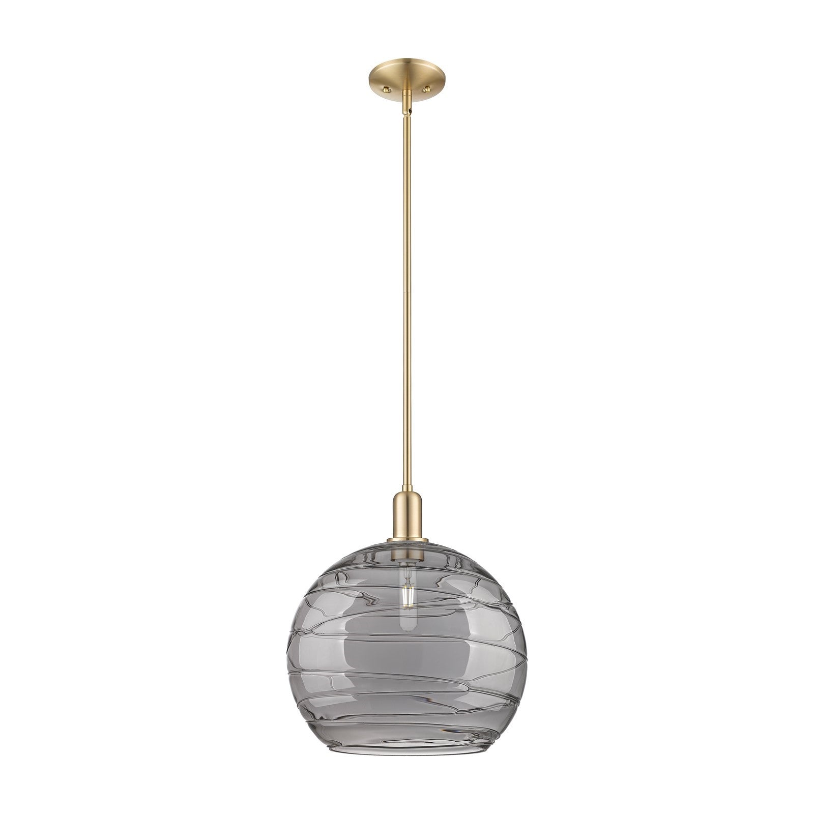 Innovations Athens Deco Swirl 14in 1-Light Mini Pendant | Industrial Champagne Bronze Steel and Light Smoke Glass | Kitchen | Model 716-1S-CB-G1213-14SM