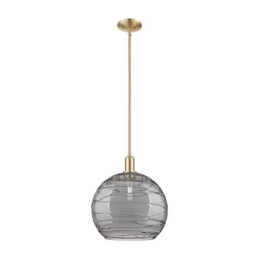 Innovations Athens Deco Swirl 14in 1-Light Mini Pendant | Industrial Champagne Bronze Steel and Light Smoke Glass | Kitchen | Model 716-1S-CB-G1213-14SM