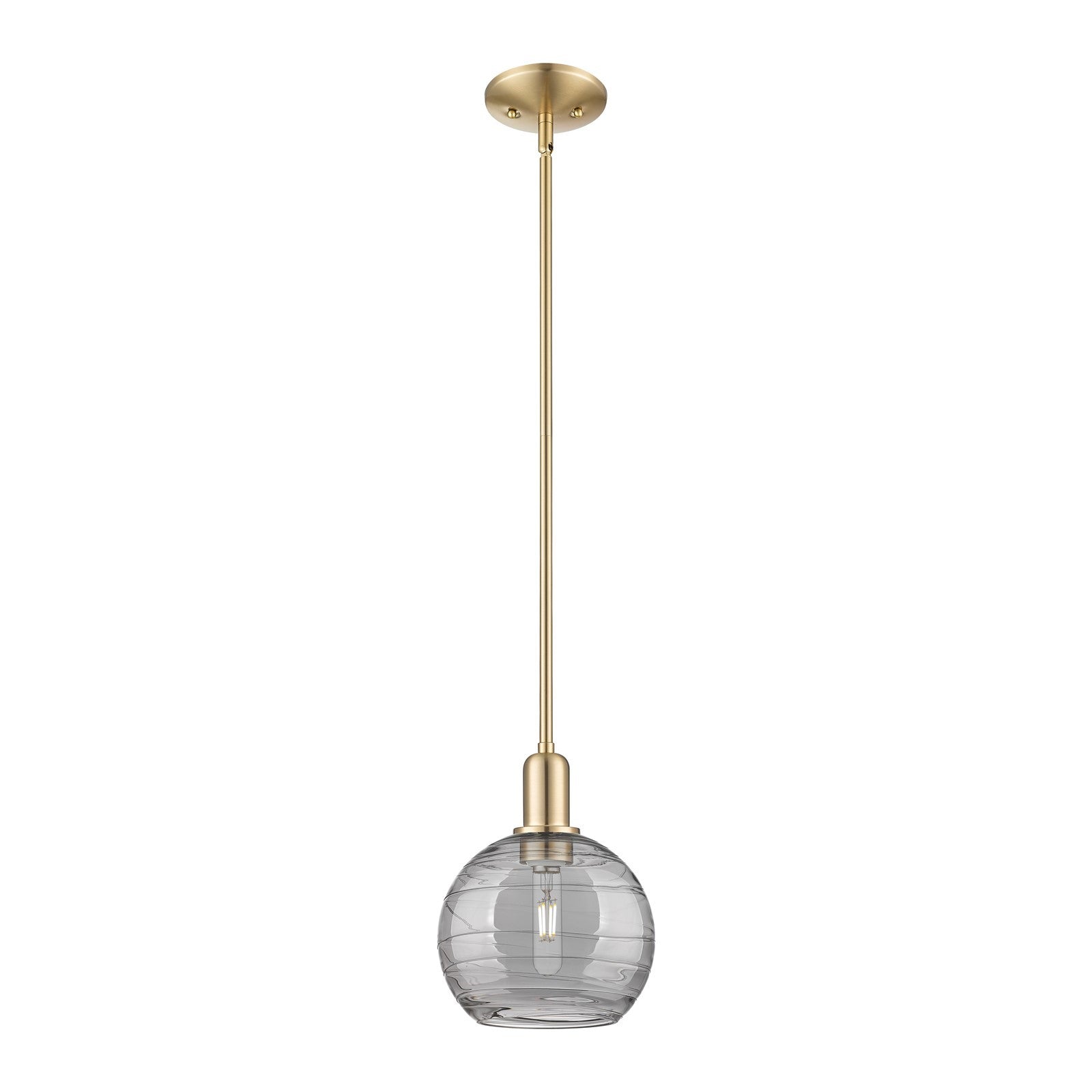 Innovations Athens Deco Swirl 8in 1-Light Mini Pendant | Industrial Champagne Bronze Steel and Light Smoke Glass | Kitchen | Model 716-1S-CB-G1213-8SM