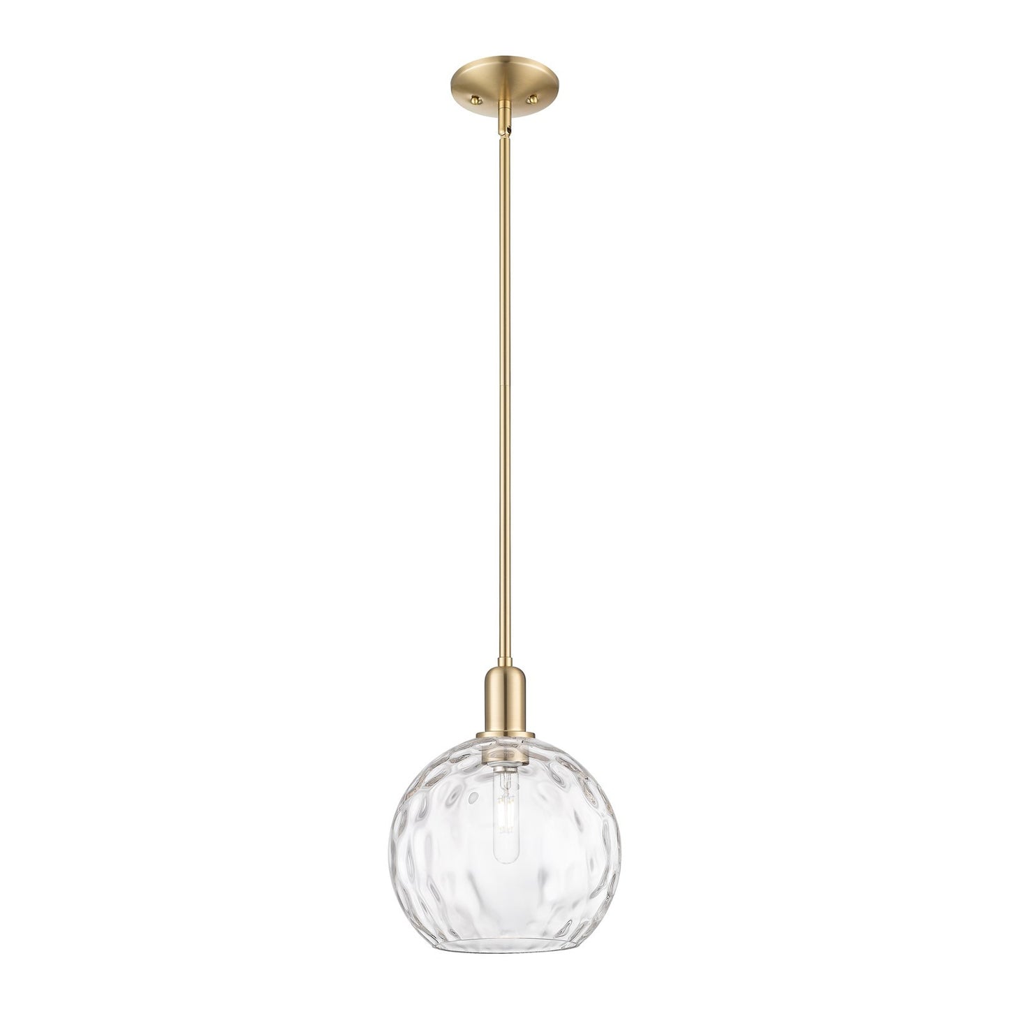 Innovations Athens Water Glass 10in 1-Light Mini Pendant | Industrial Champagne Bronze Steel and Clear Water Glass | Kitchen | Model 716-1S-CB-G1215-10