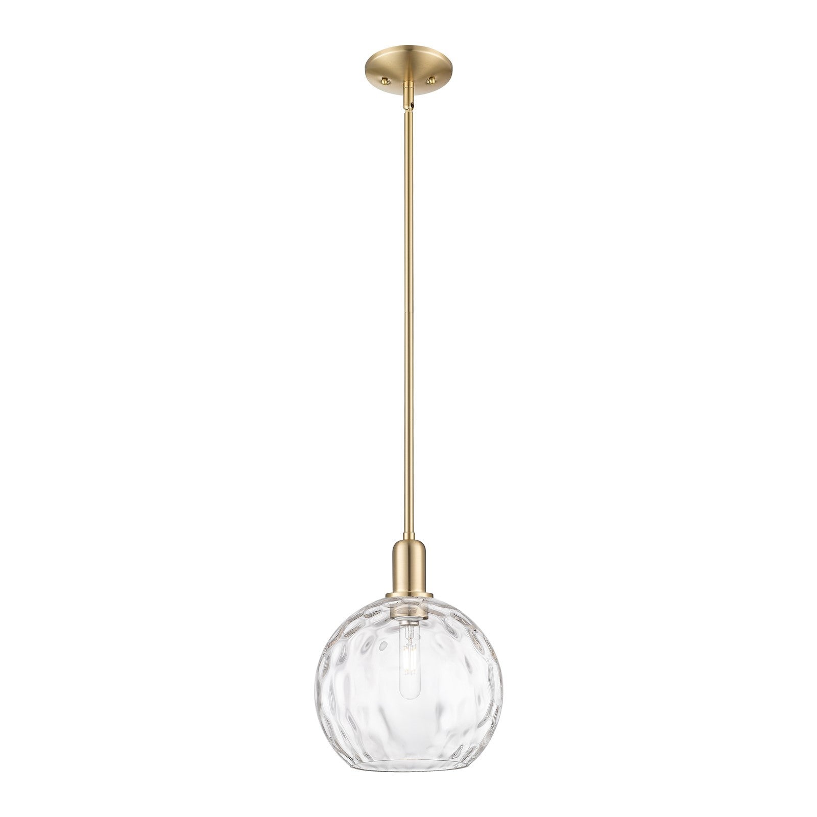 Innovations Athens Water Glass 10in 1-Light Mini Pendant | Industrial Champagne Bronze Steel and Clear Water Glass | Kitchen | Model 716-1S-CB-G1215-10