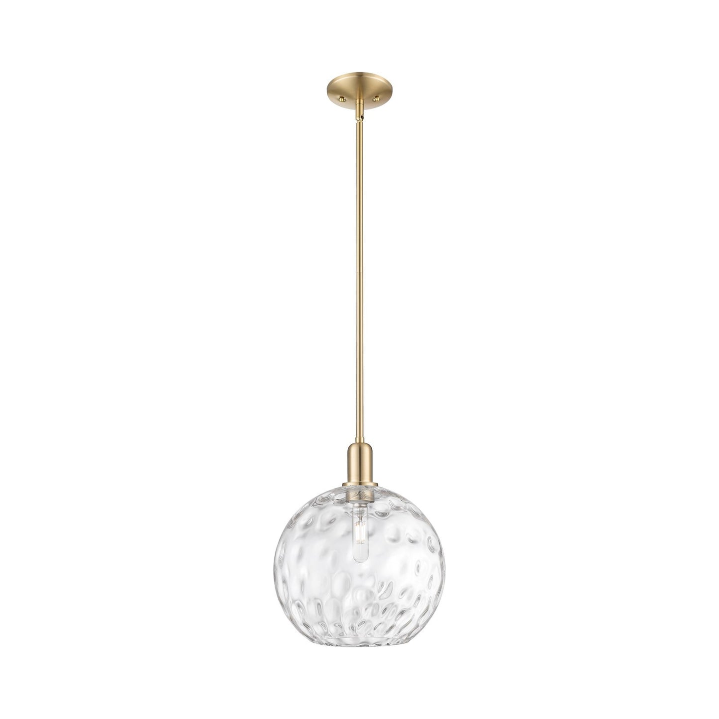 Innovations Athens Water Glass 12in 1-Light Mini Pendant | Industrial Champagne Bronze Steel and Clear Glass | Kitchen Island & | Model 716-1S-CB-G1215-12