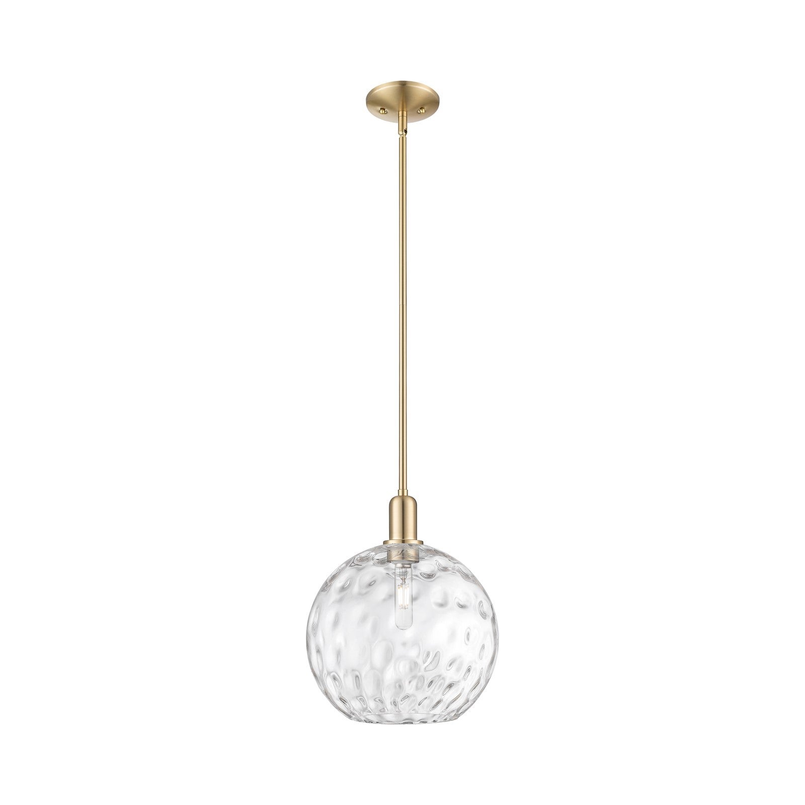 Innovations Athens Water Glass 12in 1-Light Mini Pendant | Industrial Champagne Bronze Steel and Clear Glass | Kitchen Island & | Model 716-1S-CB-G1215-12