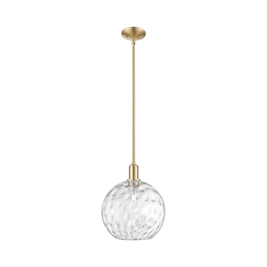 Innovations Athens Water Glass 12in 1-Light Mini Pendant | Industrial Champagne Bronze Steel and Clear Glass | Kitchen Island & | Model 716-1S-CB-G1215-12