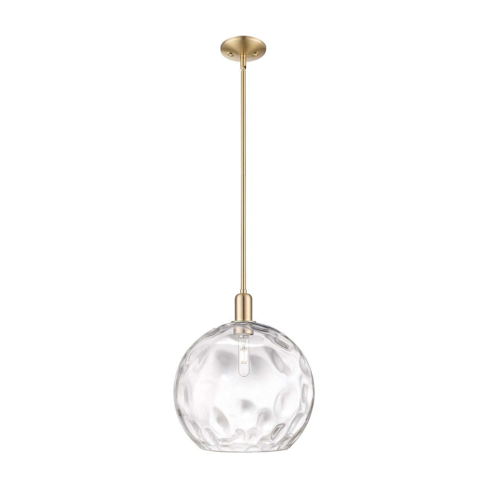 Innovations Athens Water Glass 13in 1-Light Mini Pendant | Industrial Champagne Bronze Steel and Clear Glass | Kitchen Island & | Model 716-1S-CB-G1215-14