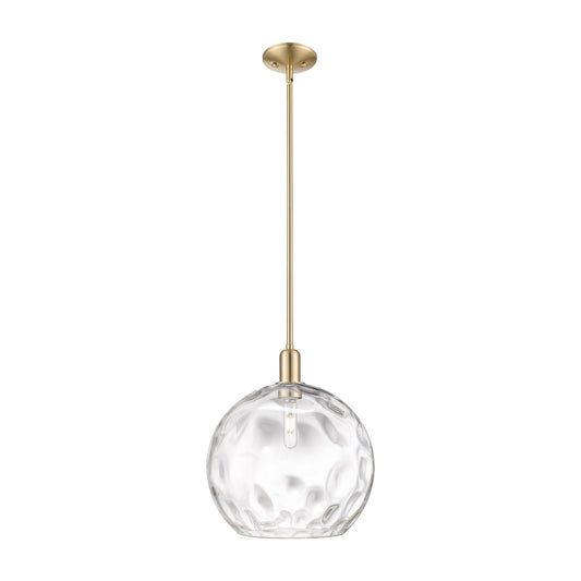 Innovations Athens Water Glass 13in 1-Light Mini Pendant | Industrial Champagne Bronze Steel and Clear Glass | Kitchen Island & | Model 716-1S-CB-G1215-14