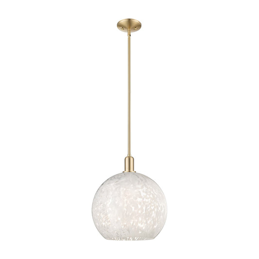 Innovations White Mouchette 14in 1-Light Mini Pendant | Industrial Champagne Bronze Steel and White Glass | Kitchen Island & | Model 716-1S-CB-G1216-14WM