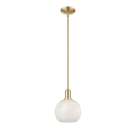 Innovations Arcadia 8in 1-Light Mini Pendant | Industrial Champagne Bronze Steel and White Mouchette Glass | Kitchen Island & | Model 716-1S-CB-G1216-8WM