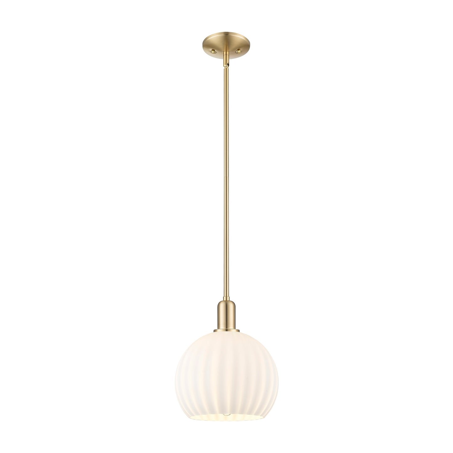 Innovations Lighting Arcadia 10in 1-Light Mini Pendant | Industrial Champagne Bronze Steel and White Venetian Glass | Kitchen | Model 716-1S-CB-G1217-10WV