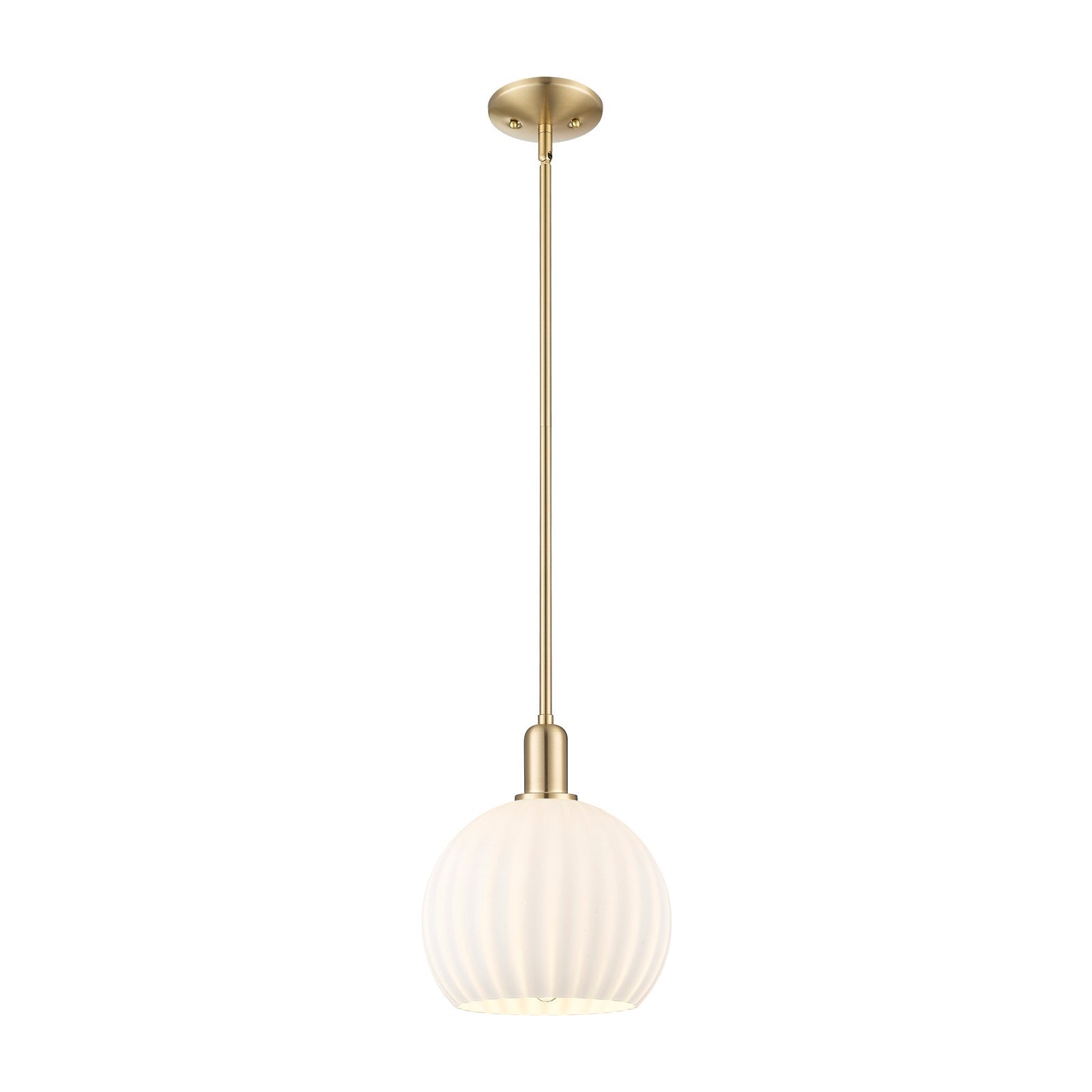 Innovations Lighting Arcadia 10in 1-Light Mini Pendant | Industrial Champagne Bronze Steel and White Venetian Glass | Kitchen | Model 716-1S-CB-G1217-10WV