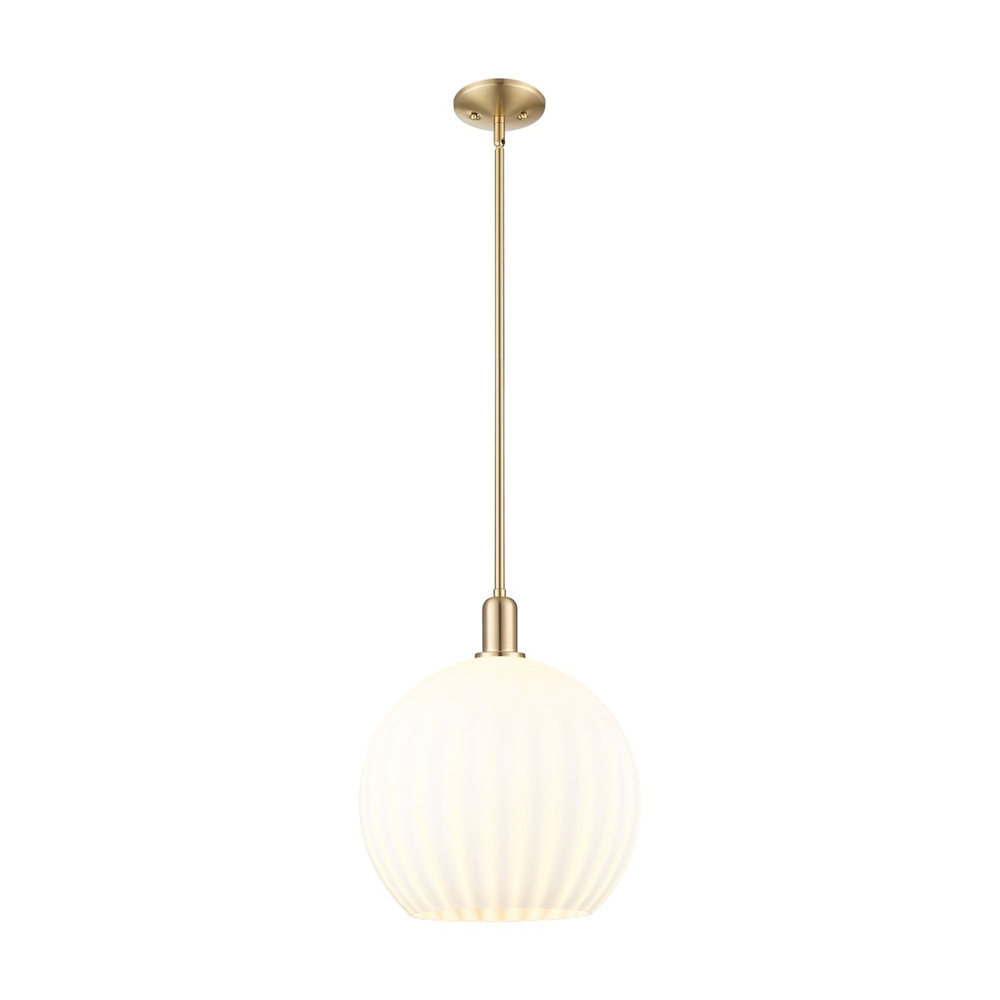 Innovations Lighting White Venetian 1-Light Mini Pendant | Industrial Champagne Bronze Steel and White Venetian Glass | Model 716-1S-CB-G1217-14WV