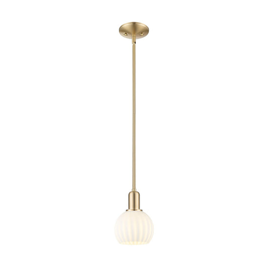 Innovations Arcadia 6in 1-Light Mini Pendant | Industrial Champagne Bronze Steel and White Venetian Glass | Kitchen Island & | Model 716-1S-CB-G1217-6WV