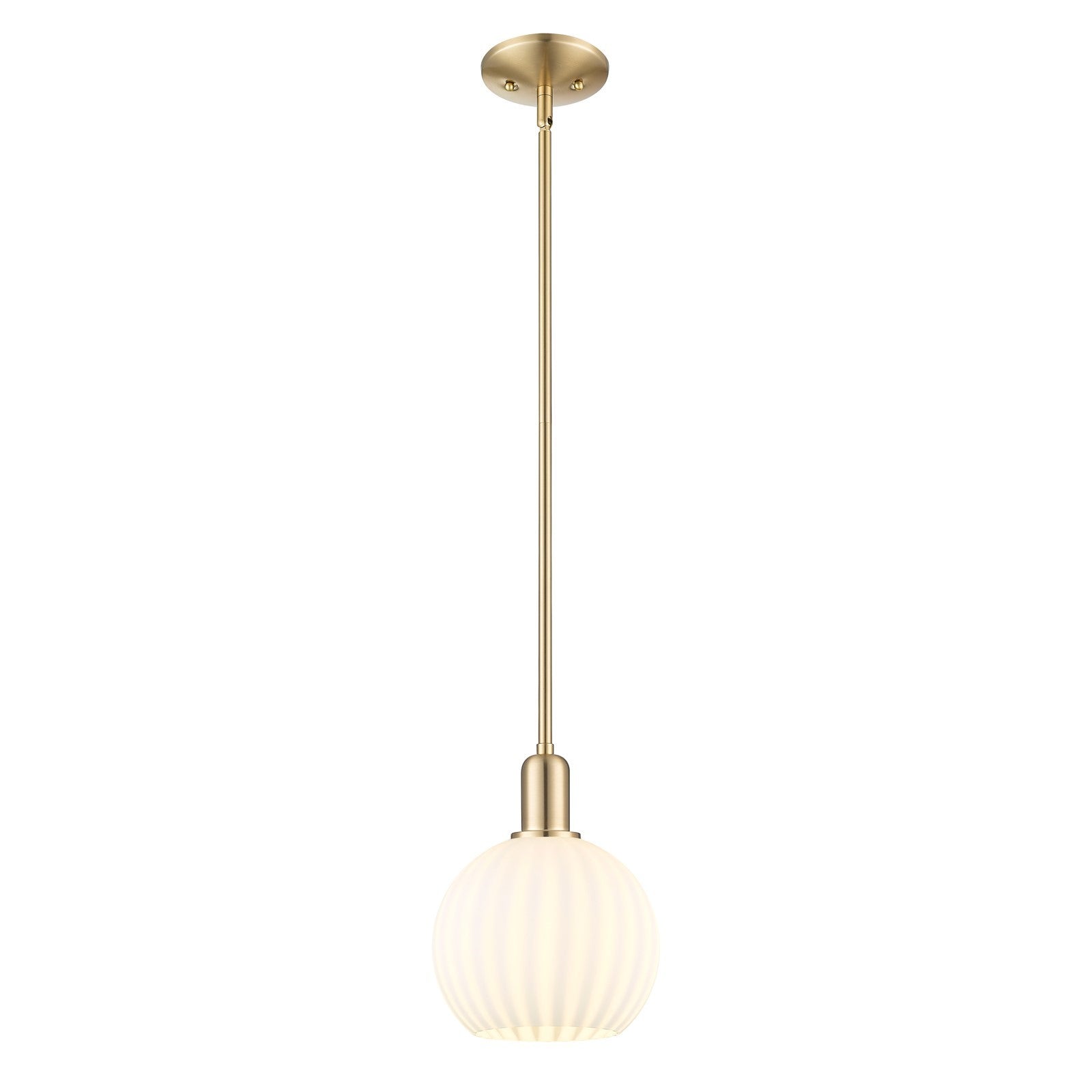 Innovations Lighting Arcadia 8in 1-Light Mini Pendant | Industrial Champagne Bronze Steel and White Venetian Glass | Kitchen | Model 716-1S-CB-G1217-8WV