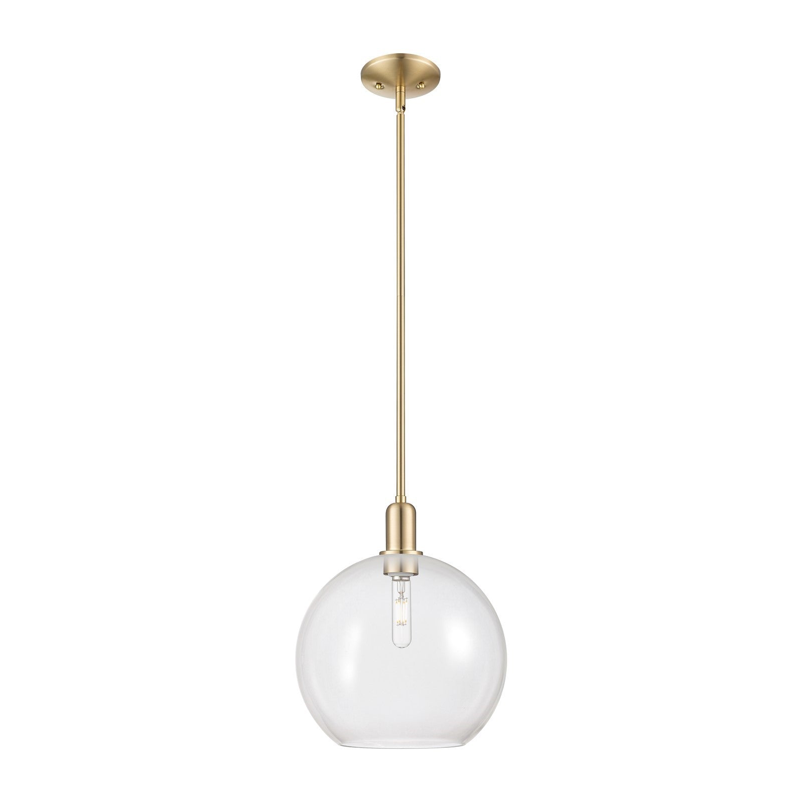 Innovations Athens 12in 1-Light Mini Pendant | Industrial Champagne Bronze Steel and Clear Glass | Kitchen Island & Dining Room | Model 716-1S-CB-G122-12