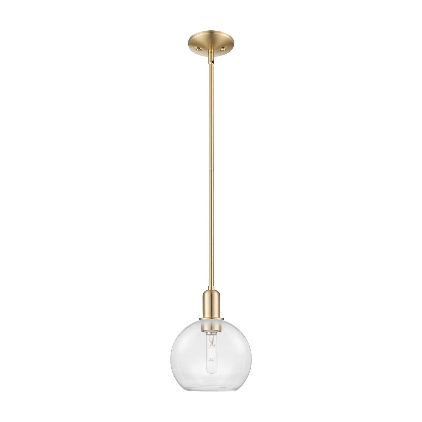 Innovations Athens 8in 1-Light Mini Pendant | Industrial Champagne Bronze Steel and Clear Glass | Kitchen Island & Dining Room | Model 716-1S-CB-G122-8