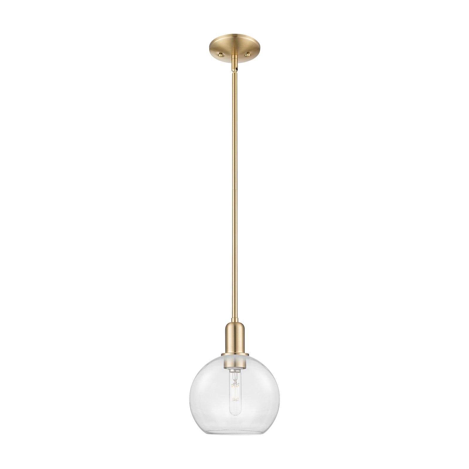 Innovations Athens 8in 1-Light Mini Pendant | Industrial Champagne Bronze Steel and Clear Glass | Kitchen Island & Dining Room | Model 716-1S-CB-G122-8