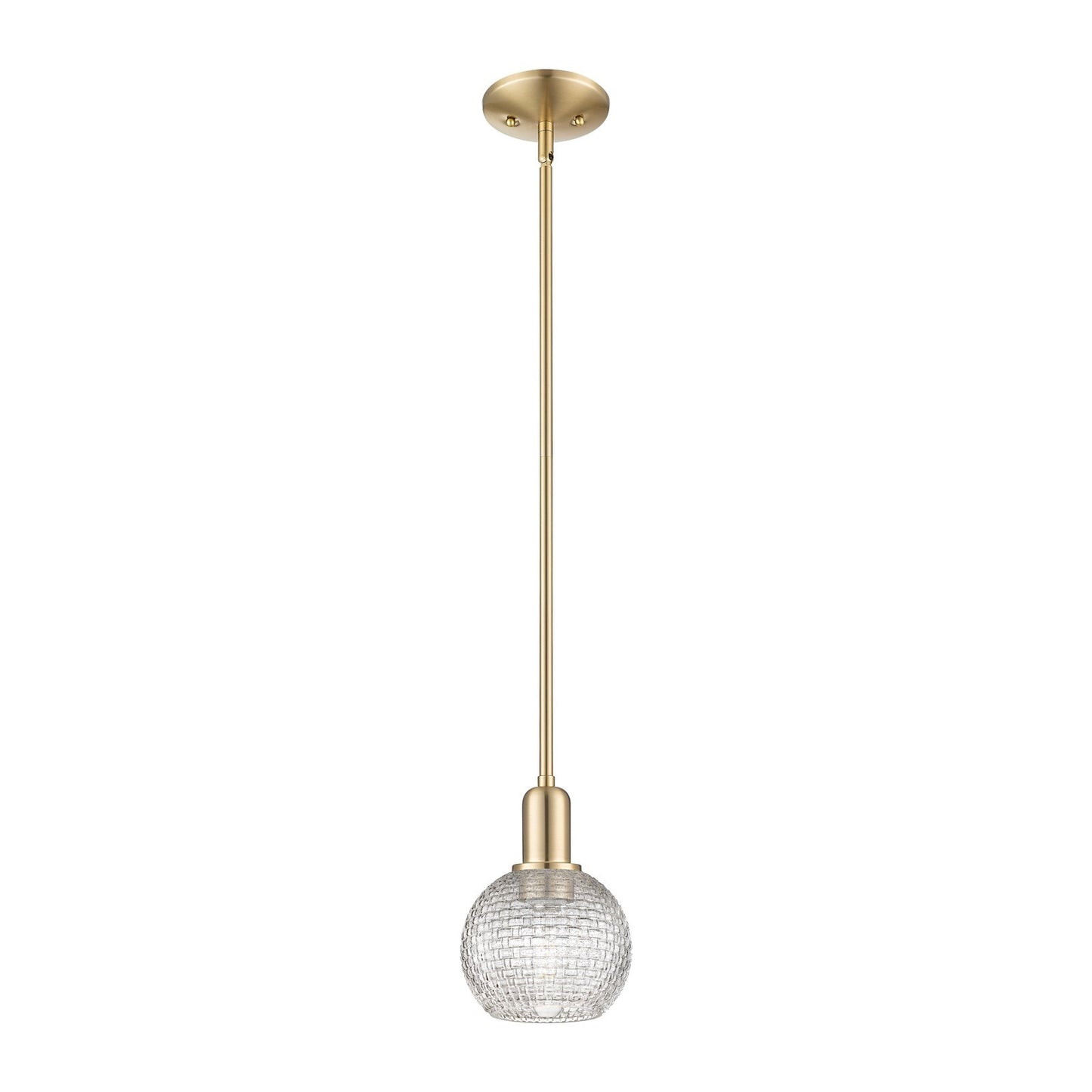 Innovations Athens 6in 1-Light Mini Pendant | Industrial Champagne Bronze Steel and Clear Basket Weave Glass | Kitchen Island | Model 716-1S-CB-G122C-6CL
