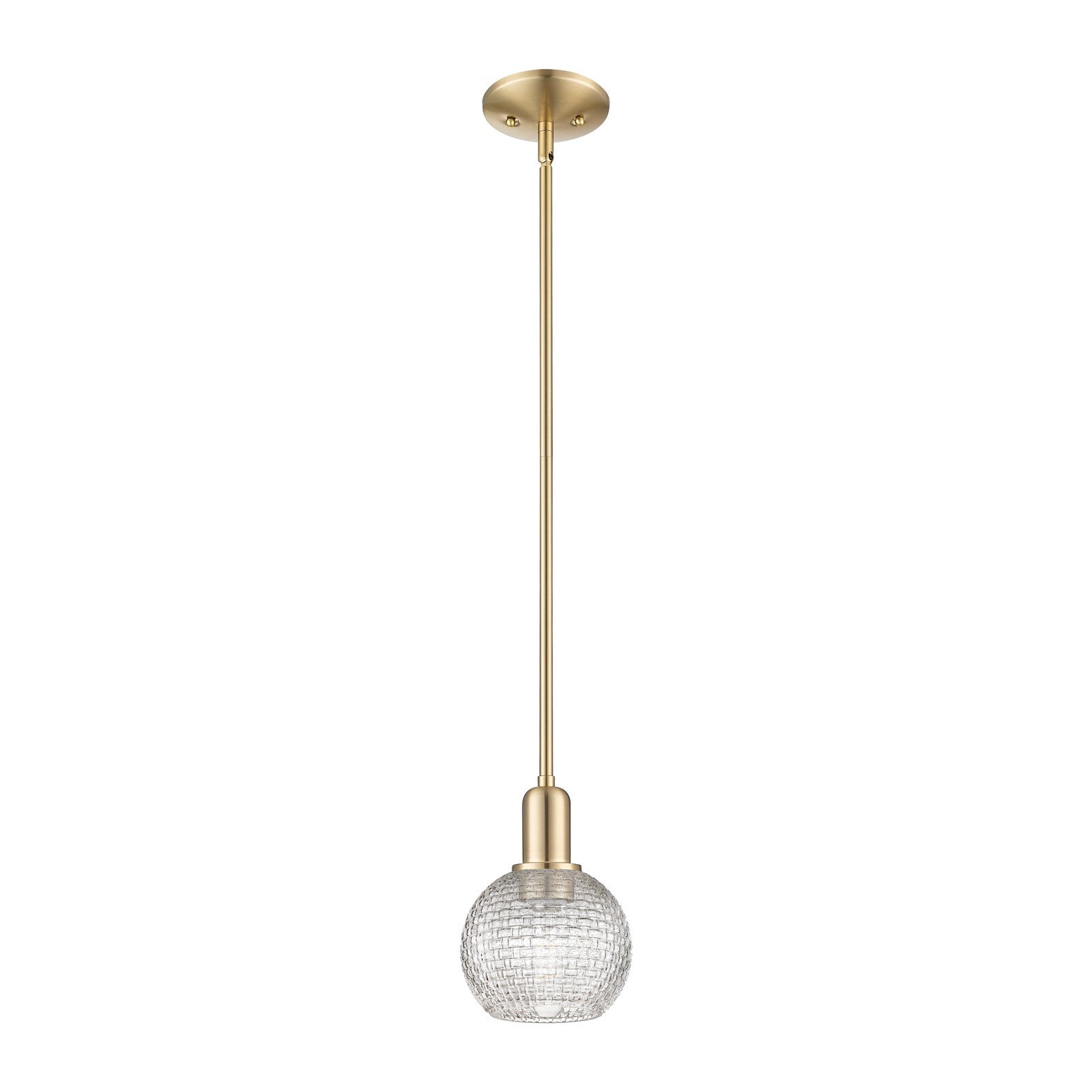 Innovations Athens 6in 1-Light Mini Pendant | Industrial Champagne Bronze Steel and Clear Basket Weave Glass | Kitchen Island | Model 716-1S-CB-G122C-6CL